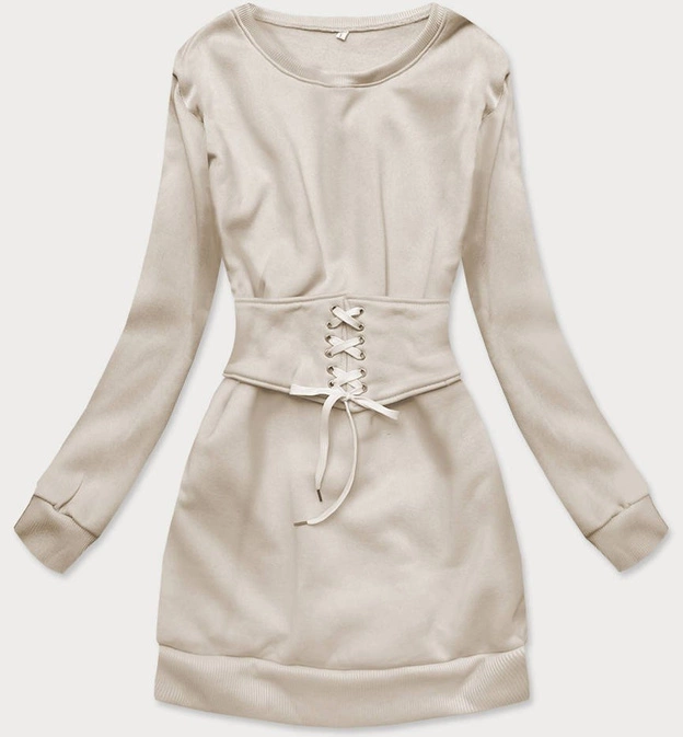 DŁUGA BLUZA DAMSKA Z GORSETEM BEŻOWA (725ART)