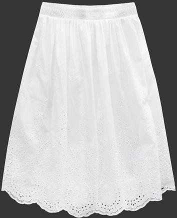BAWEŁNIANA SPÓDNICA Z HAFTOWANYMI WZORAMI BIAŁA (6181)