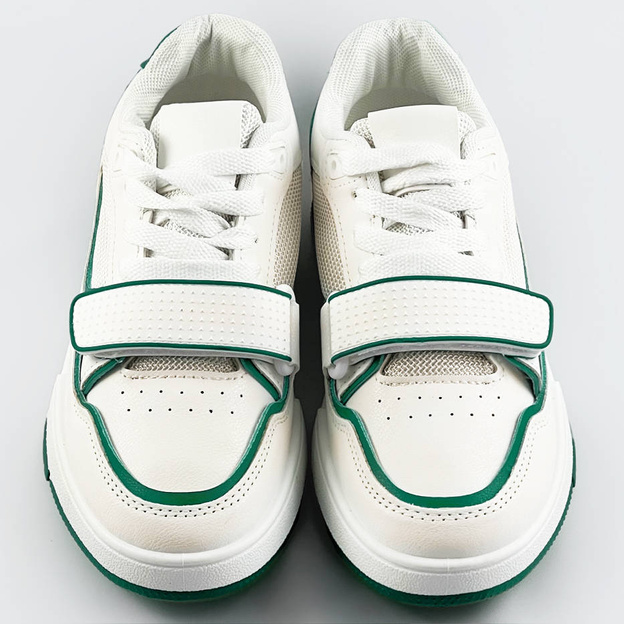 Damskie adidasy dwukolorowe biało-zielone (ad-585)