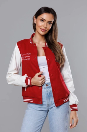 Kurtka damska bomber ciemnoczerwona (16M9067-270)