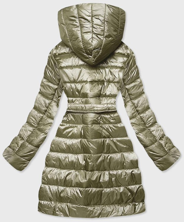 Lekka kurtka damska zimowa z ocieplanym kapturem khaki (omdl-019)