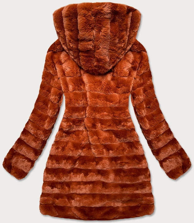 LEKKA KURTKA ZIMOWA DAMSKA FUTRO 2 W 1 RUDA (39039)