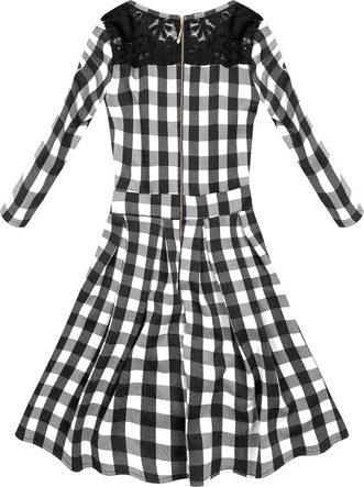 ROZKLOSZOWANA SUKIENKA W KRATĘ BIAŁO-CZARNA (1658)