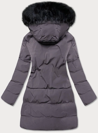 ZIMOWA KURTKA DAMSKA Z KAPTUREM CIEMNOSZARA (23071-4)