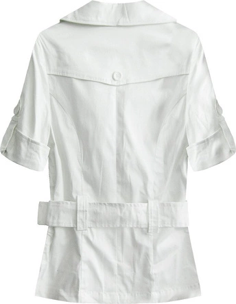 BAWEŁNIANY ŻAKIET Z KRÓTKIM RĘKAWEM BIAŁY (X1012X)