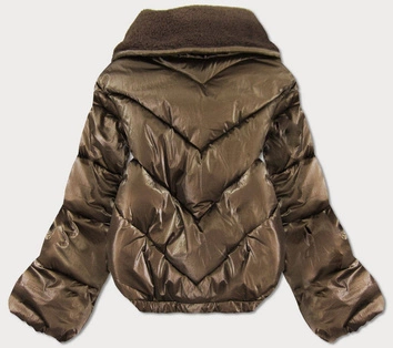 KRÓTKA KURTKA OVERSIZE Z SZEROKIMI RĘKAWAMI BRĄZOWA (J9-016)