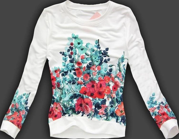 BLUZA GLAMOUR ŚMIETANOWA PRINT (202)