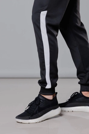 Męskie spodnie dresowe z wstawkami czarny-biały (8K172)