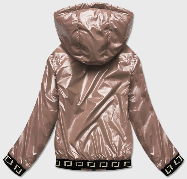 Krótka kurtka damska z kapturem beżowa (b9787-12)