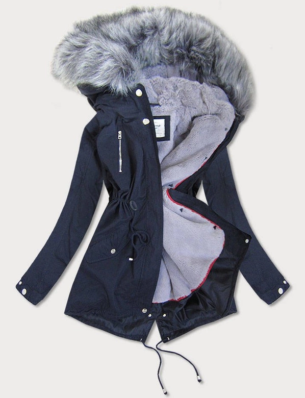 DAMSKA KURTKA ZIMOWA Z PODPINKĄ GRANATOWA (1898A)