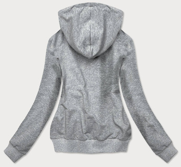 Bluza dresowa z ozdobną aplikacją kwiaty szara (58078)