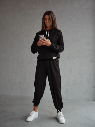 Komplet dresowy bluza ze stójką i spodnie czarny (82162)