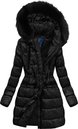Ortalionowa dłuższa zimowa kurtka damska czarna (j9-005)