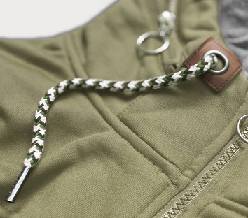DŁUGA DAMSKA BLUZA ROZPINANA KHAKI (AMG708)