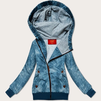 Dopasowana bluza damska z asymetrycznym zamkiem LHD jasny niebieski (AMG-61)