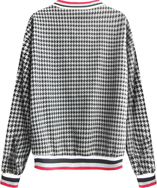 BAWEŁNIANA BLUZA W PEPITKĘ CZARNO-BIAŁA (463ART)