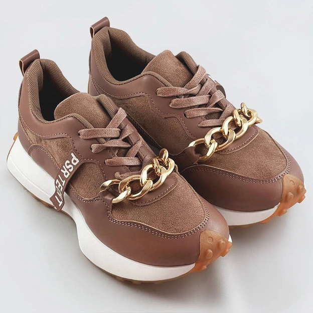 Buty sportowe z łańcuchem brązowe (n-206)