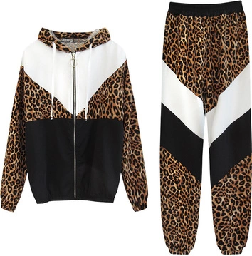 KOMPLET DRESOWY Z ŁĄCZONYCH MATERIAŁÓW BRĄZOWY (468ART)