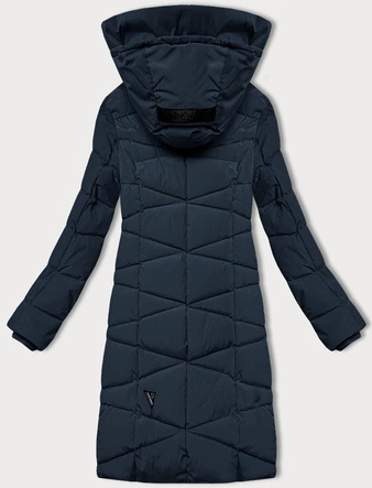 Zimowa kurtka damska z futrzaną podszewką  LHD granatowa (LHD-24578)