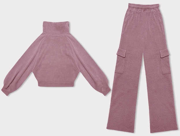 Casualowy komplet ze spodniami typu cargo różowy (AMG-338A)