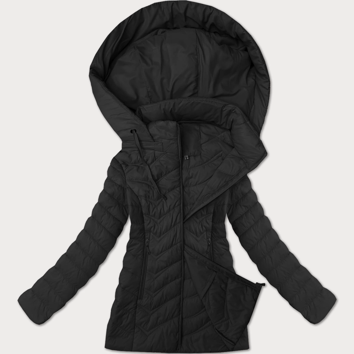 Pikowana kurtka damska z kapturem J Style czarna (16M9238-392)