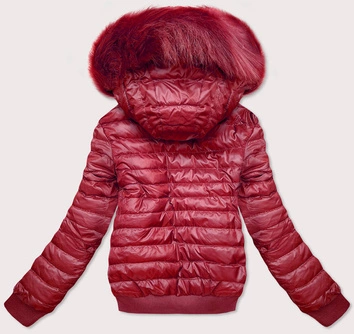 DWUSTRONNA KRÓTKA KURTKA DAMSKA ZIMOWA BORDOWA (H1032-25)