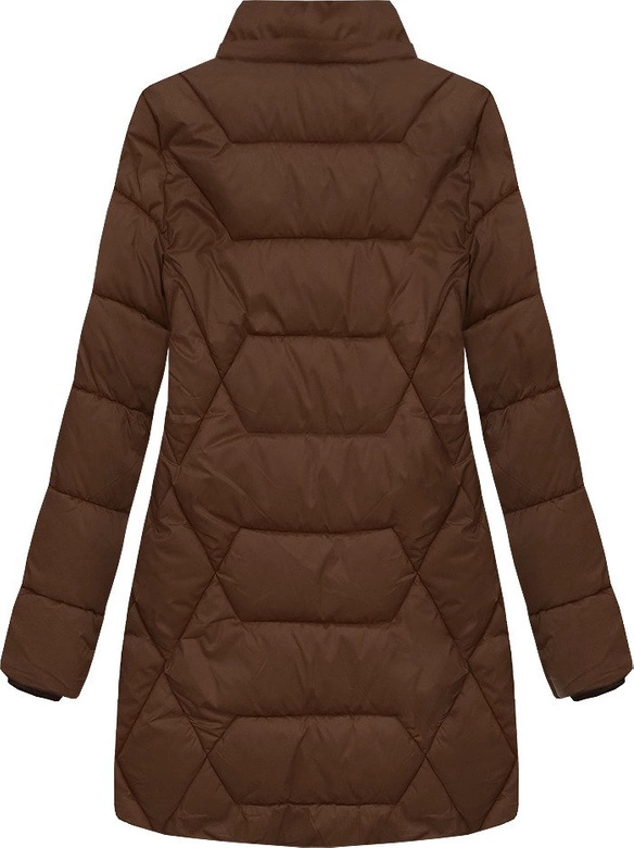 PIKOWANA DAMSKA KURTKA ZIMOWA Z KAPTUREM BRĄZOWA (B2644)