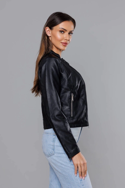 Klasyczna ramoneska ze stójką czarna (11Z8033)