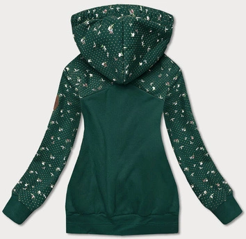 Bluza damska z kwiatuszkami ciemna zielona (AMG828)