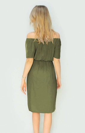 SUKIENKA MIDI Z GUZIKAMI KHAKI (398ART)