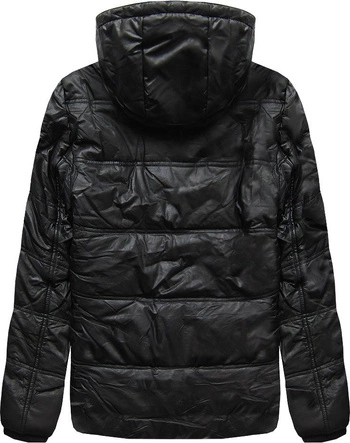 KURTKA ZIMOWA Z EKOSKÓRY CZARNA (51017)