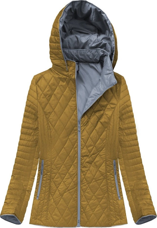 PIKOWANA KURTKA Z KAPTUREM MUSZTARDOWA (B9508)