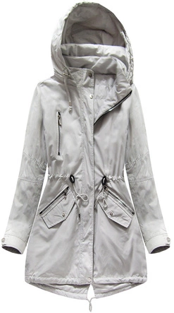 DWUSTRONNA PARKA Z KAPTUREM SZARA (W0233BIG)