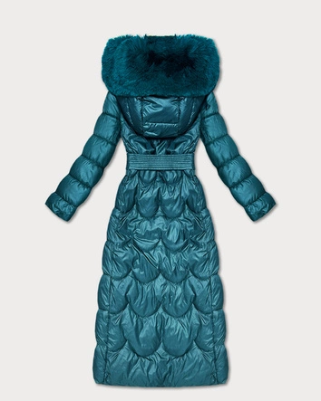 Klasyczny pikowany płaszcz z kapturem Minority morski (T3-2620#-56)