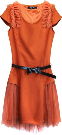 SUKIENKA Z TIULOWYMI WSTAWKAMI CEGLANA (3688)