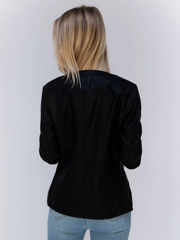 MINIMALISTYCZNA RAMONESKA Z EKOSKÓRY CZARNA (TD102)