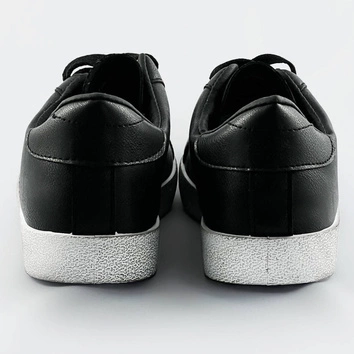 Damskie trampki z łączonych materiałów czarne (1088)