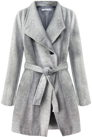 WIĄZANY PŁASZCZ ZE STÓJKĄ SZARY (196ART)