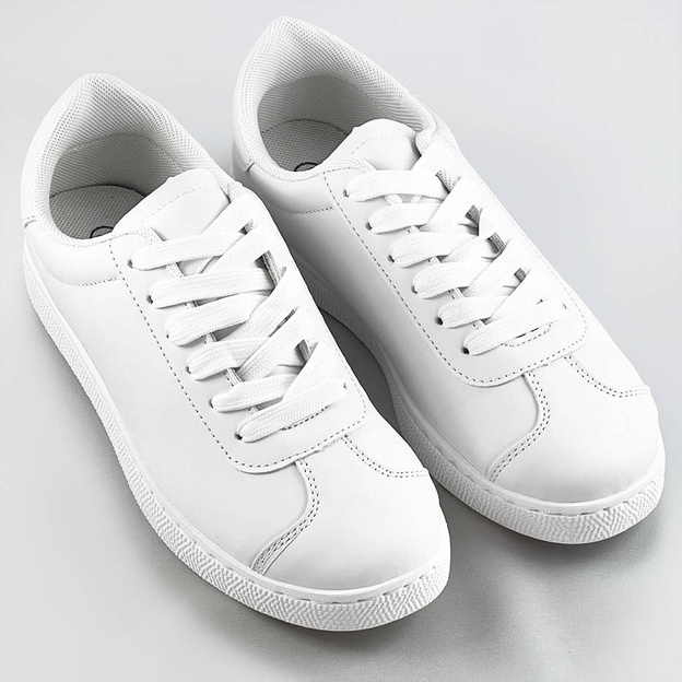 Sznurowane sneakersy damskie białe (bf-025)