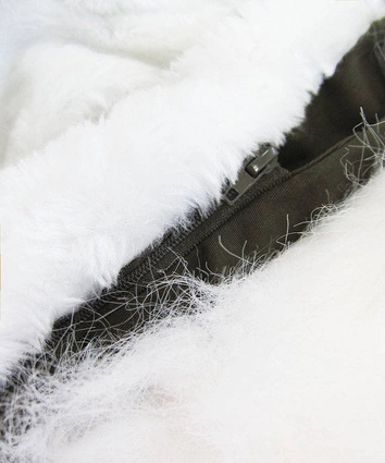 KURTKA PARKA DAMSKA ZIMOWA KHAKI-BIAŁA (613)