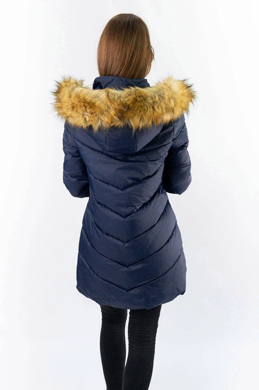 PIKOWANA DAMSKA KURTKA Z KAPTUREM GRANATOWA (1907)