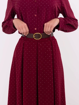 Elegancka spódnica maxi z ozdobnym wykończeniem bordowa (19720)