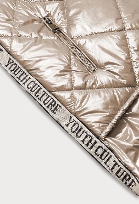 Błyszcząca kamizelka damska beżowa (ag3-02)