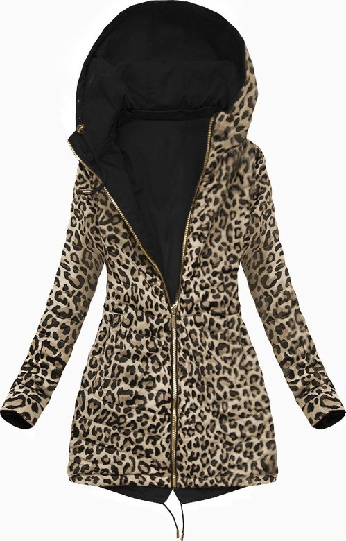 DWUSTRONNA PARKA Z KAPTUREM CZARNA (W304-1)