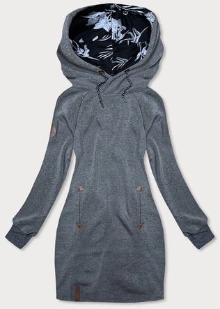 BLUZO SUKIENKA Z KAPTUREM CIEMNA SZARA (XAMG-730X)