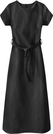 DŁUGA SUKIENKA Z EKOSKÓRY CZARNA (504ART)