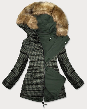 Dwustronna damska  kurtka zimowa khaki (w557big)
