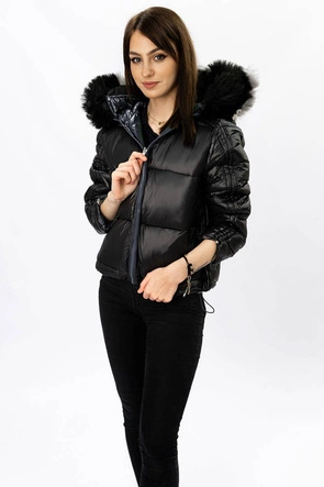 DWUSTRONNA KURTKA DAMSKA GRAFITOWA (B9555)