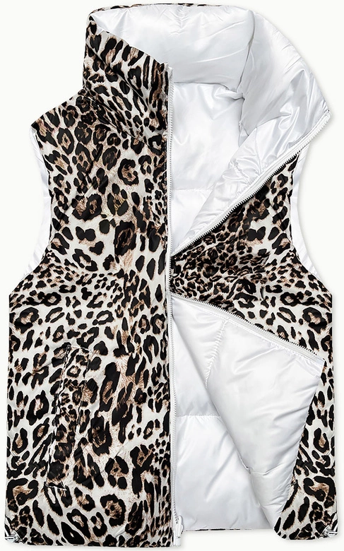 Dwustronna krótka kamizelka S'West biały-panterka (B8346-26)