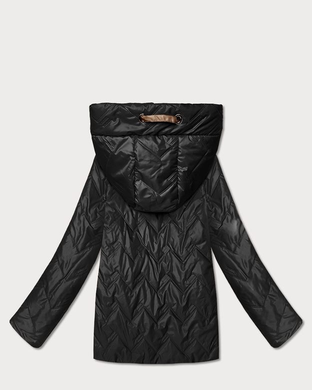 Pikowana kurtka damska z kapturem Goodlookin czarna (B8596/B6111-1)